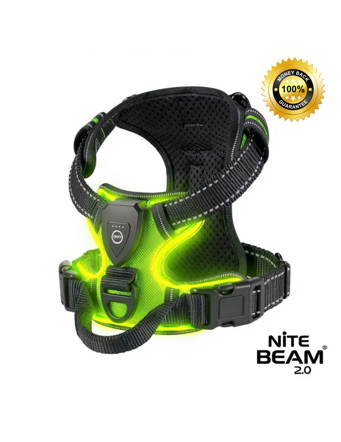 Nite Beam 2.0 Glow Safety harness - Protect your pet on night walks