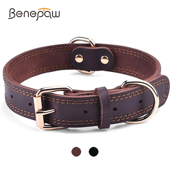 Benepaw Vintage Leather Dog Collar
