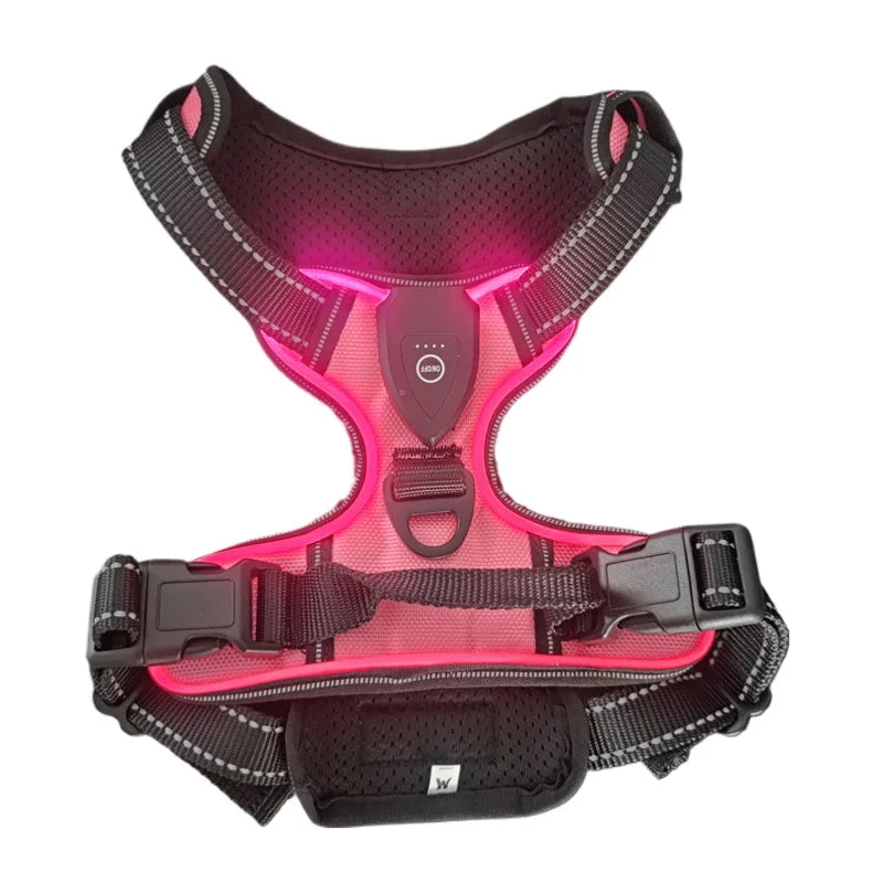 LED Glow Dog Harness Protect Your Dog on Every Night Walk Rechargeable LED harness keeps them visible & Safe Three LED Light Modes. ON SALE LOW STOCK!